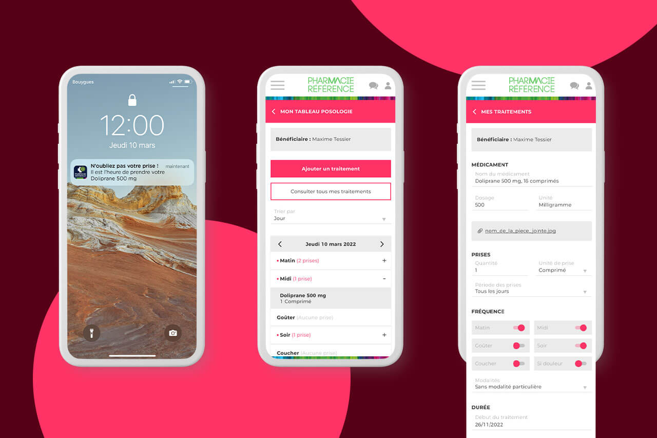 Pharmacie Référence Groupe - UX Espace santé application mobile iOS et Android